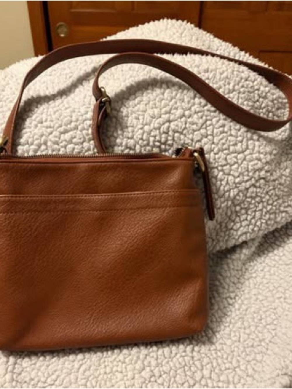 Joy Susan Classic Brown Vegan Leather Crossbody Bag